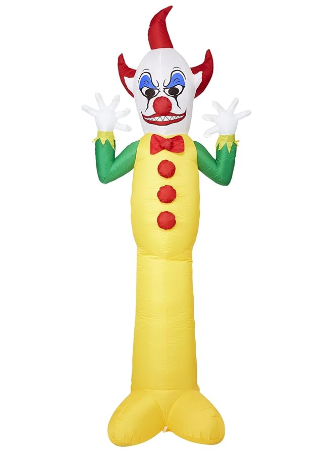 سميفيز مهرج عملاق قابل للنفخ للاستخدام في الهواء الطلق بطول 10 أقدام مع أوتاد مروحة ومحول قابس المملكة المتحدة إكسسوار ملابس تنكرية للهالوين ملابس مهرج لوازم الحفلات - Image 1