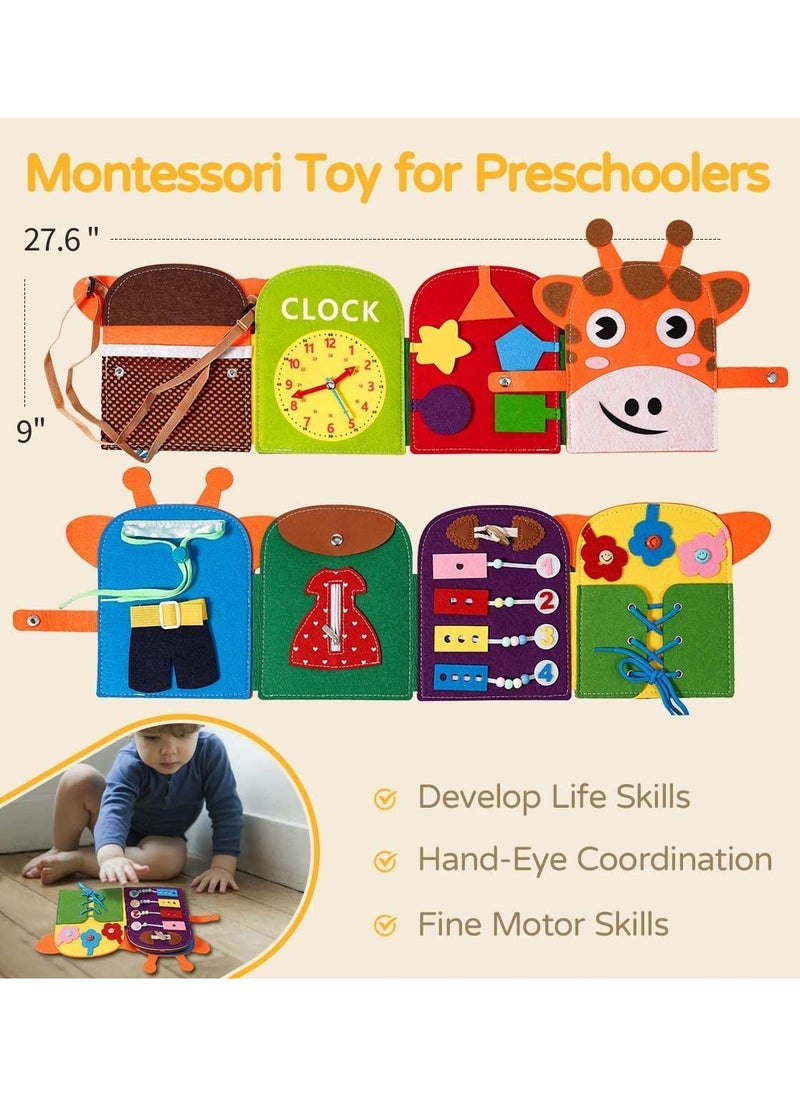 Mr. Penda - Giraffe Montessori Sensory Toys, Plane Travel Activities Educational Toys, Busy Board for 1+ Year Old Basic Dress Skills Toys for Boys and Girls Gifts (Multicolour) - Image 1