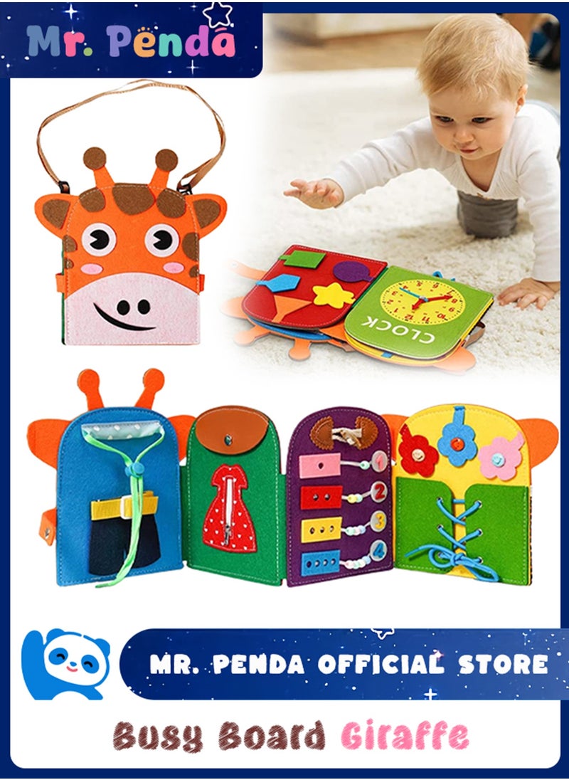 Mr. Penda - Giraffe Montessori Sensory Toys, Plane Travel Activities Educational Toys, Busy Board for 1+ Year Old Basic Dress Skills Toys for Boys and Girls Gifts (Multicolour) - Image 1