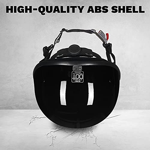 ILM Motorcycle Half Helmet with Sunshield Quick Release Strap Half Face Fit for Cruiser Scooter DOT Approved 883V (Gloss Black, X-Large) - Image 4
