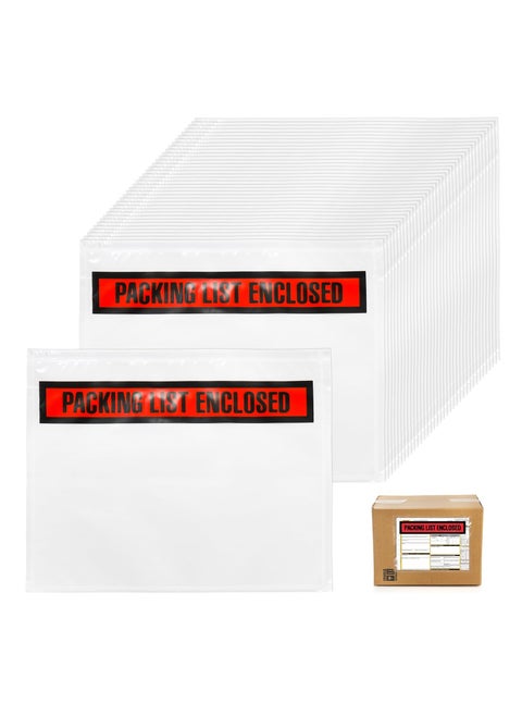100 Pcs Packing List Envelopes, 150mm x 220mm Clear Adhesive Invoice Packing Slip Envelope Pouches Shipping Label Sleeves Top Loading Packing List Enclosed Bags for Mailing