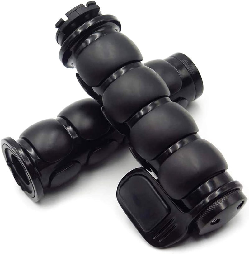 MOTLTECH Motorcycle Hand Grips - Black Aluminum and Rubber - Image 1