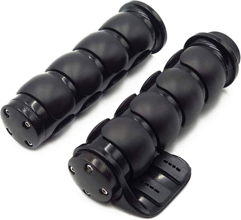 MOTLTECH Motorcycle Hand Grips - Black Aluminum and Rubber - Image 3