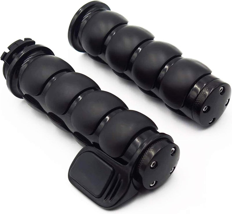 MOTLTECH Motorcycle Hand Grips - Black Aluminum and Rubber - Image 4