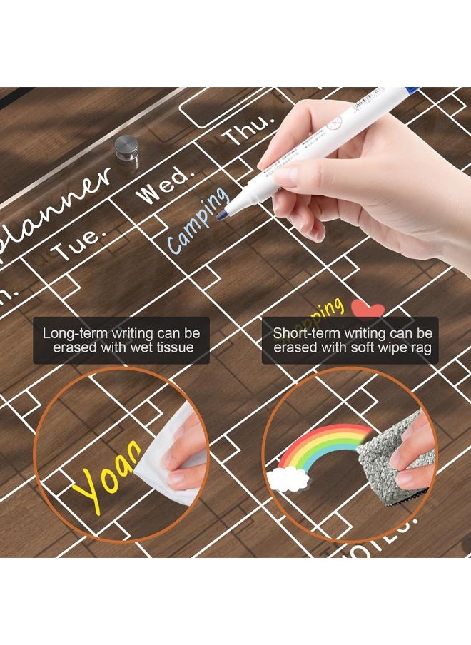 Zeemey 2Pcs Fridge Calendars Acrylic Magnetic Calendar for Refrigerator Fridge White Board Calendar Chalk Dry Erase Calendars Magnets Chalkboard Monthly Weekly Planner with 8 Highlight Markers,Clear Monthly and Weekly Calendar Planning Board Noteboard Refrigerator Dry Erase Board to Do/Grocery/Shopping List/Chore Chart  - Image 2