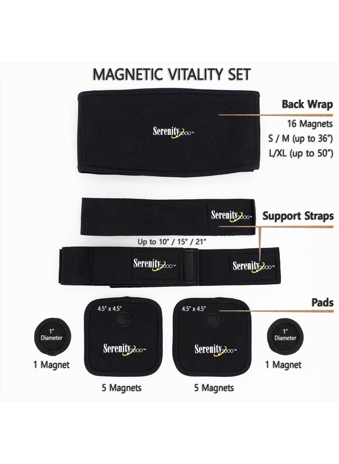 SERENITY2000 Full Body Magnetic Vitality Set for Pain Relief, Reduce Inflammation, Improve Circulation – Eight-Piece Set (Large/XL - waist up to 50")  - Image 2