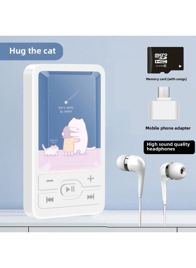 Students Listen To Songs Walkman High School Students Boys And Girls Mini Portable Sports Music Player-Body Color:A1 Hugging Cat-Memory Capacity:No External Sound 64g Can Save 12,000 Songs + 4-piece Set - Image 1