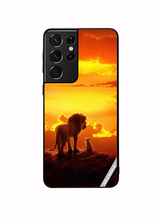 VR CREATIVE Protective Case Cover For Samsung Galaxy S21 Ultra 5G Lion King Design Multicolour - Image 1