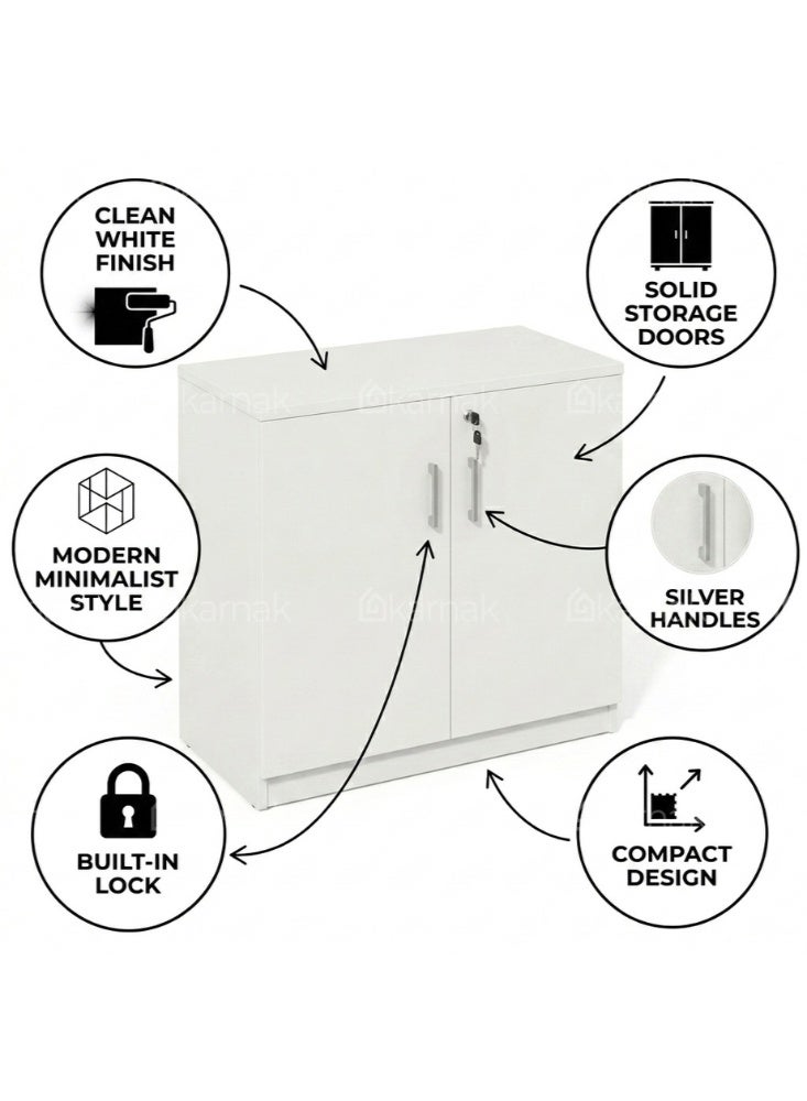 KARNAK Royalcraft Wooden Low Cabinet - White - Image 4