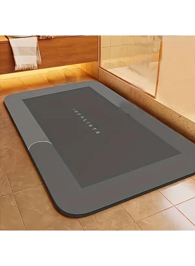 Gray Blue Quick Dry Bath Mat Non Slip Absorbent 50x80cm Velvet Bathroom Rug - Image 1