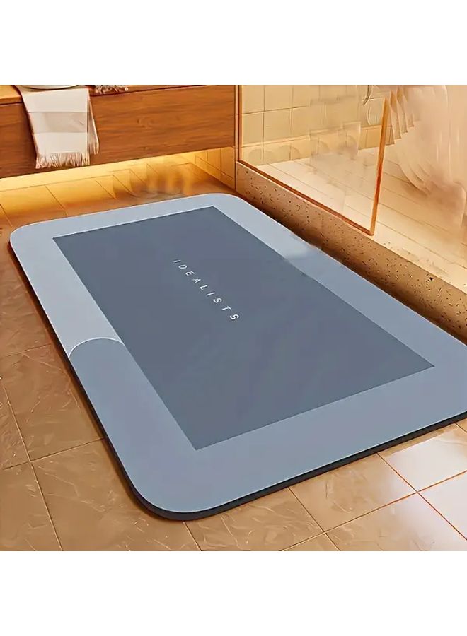 Gray Blue Quick Dry Bath Mat Non Slip Absorbent 50x80cm Velvet Bathroom Rug - Image 2