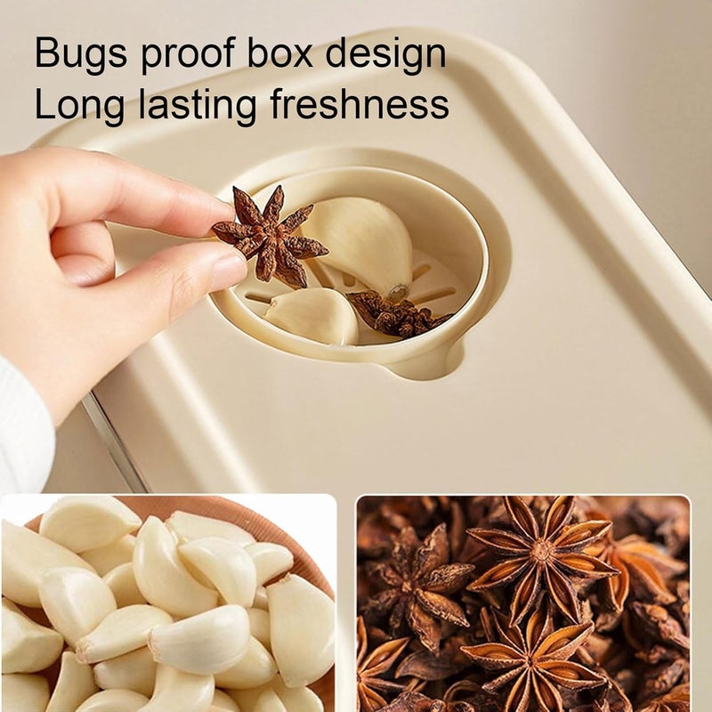 AMPLIN Stylish Household Grain box press out insectproof and moistureproof Kitchen Storage Container Cereal Dry Food Dispenser Rice Container With Measuring Cup Pack of 1 - Image 4