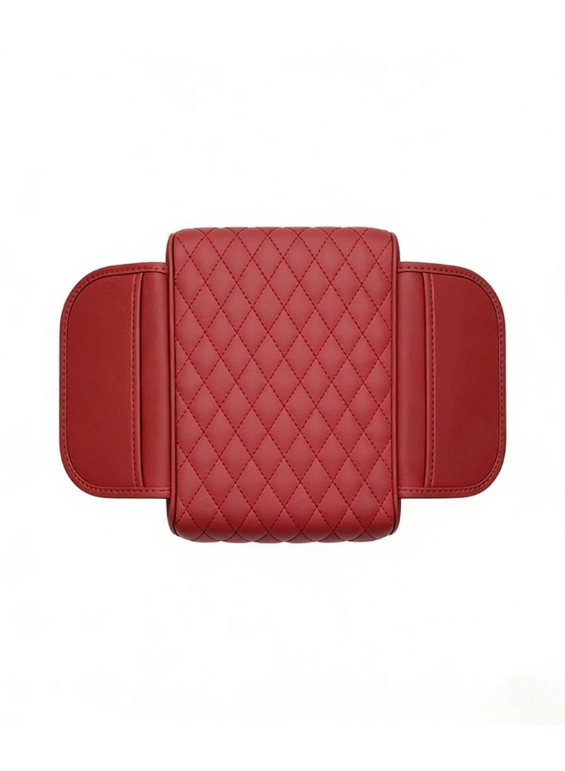 مسند ذراع للسيارات حصيرة ، ألياف الكربون الجلود ومع 2 جيوب التخزين-العالمي مسند ذراع صندوق تخزين ، متوافق مع معظم المركبات. - Image 1