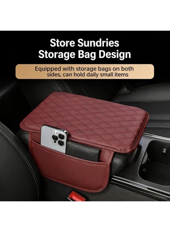 CKIKH Car center console armrest heightening pad with storage box, includes 2 storage bags, anti-slip universal design, fits most vehicle models. - Image 1