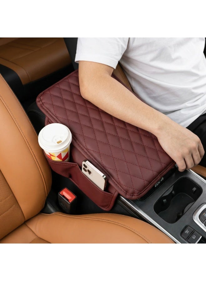 CKIKH Car center console armrest heightening pad with storage box, includes 2 storage bags, anti-slip universal design, fits most vehicle models. - Image 3
