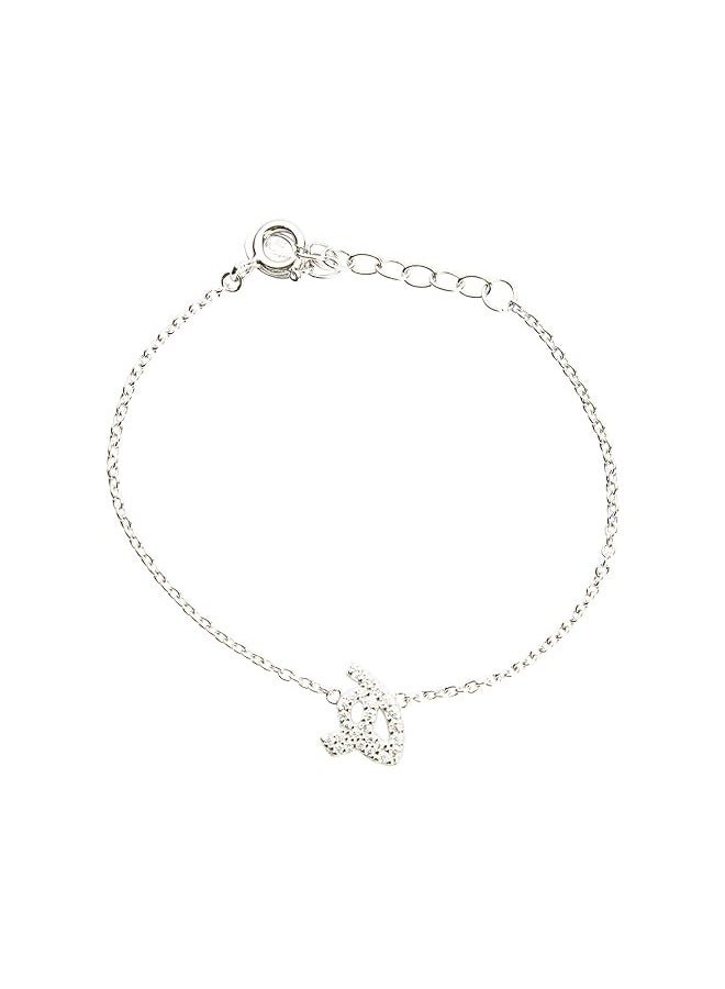 سوار للنساء من الفضة بتصميم حرف عربي مرصع من اغاثا