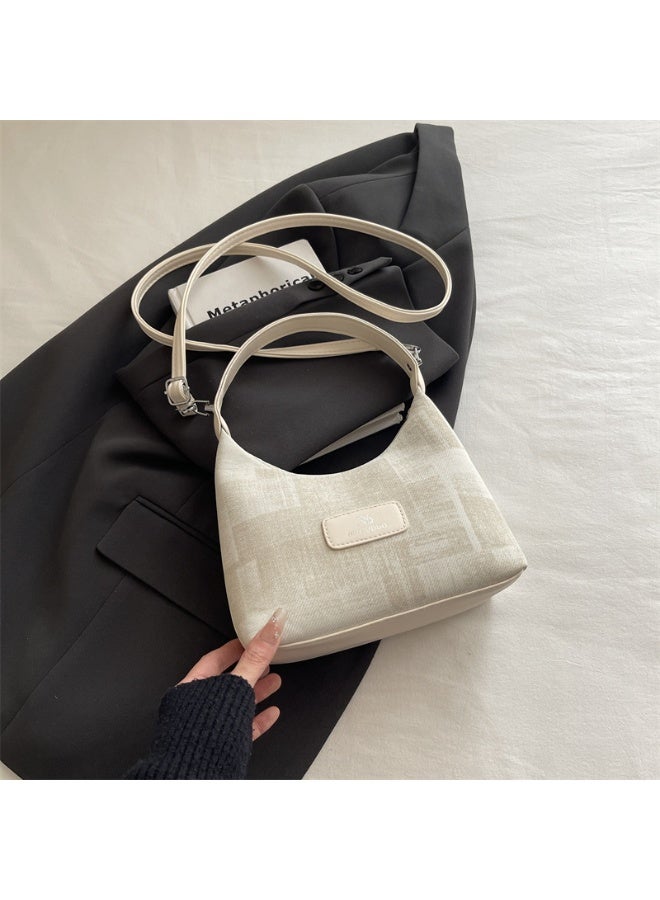 Patchwork Plaid Fabric Underarm Hobo Shoulder Bag with PU Trim and Detachable Chain Strap - Image 1