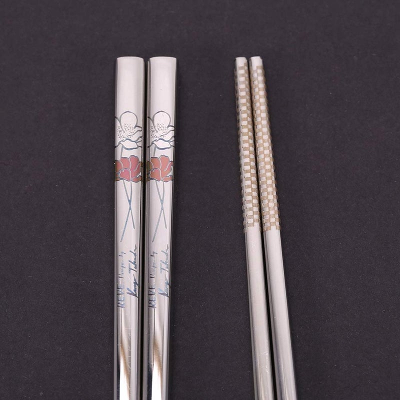 Romantic Rose Color 304 Stainless Steel Portable Engraved Pattern Chopsticks For Sushi Asian Cuisine - Image 2