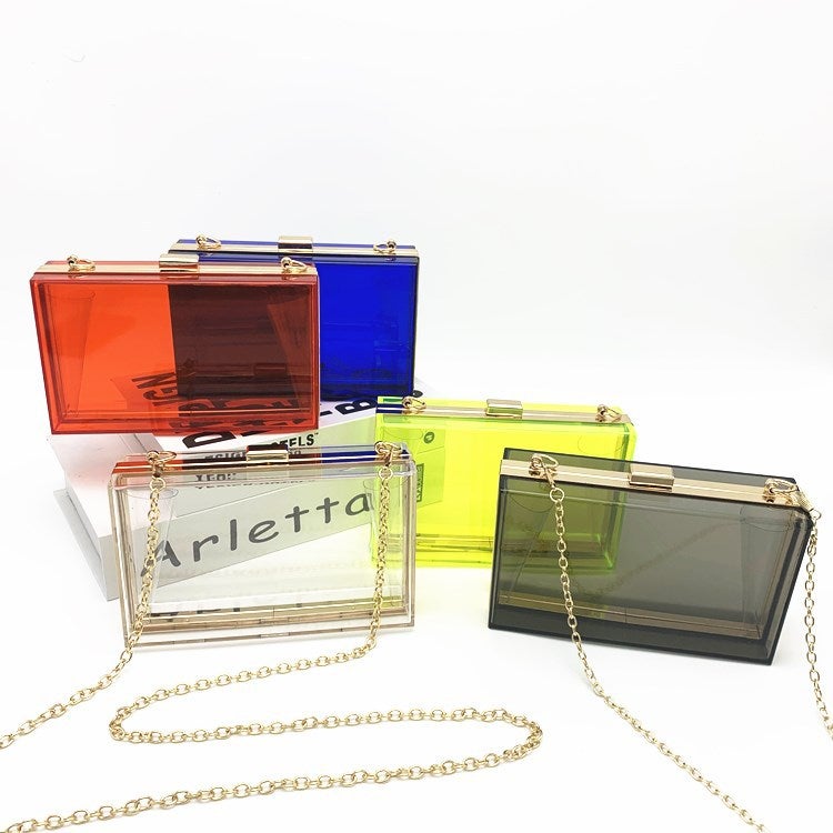 Canli Acrylic Transparent Fashionable Evening Bag Cross-Body Mini Banquet Clutch Bag Small Square Bag Diy - Image 2