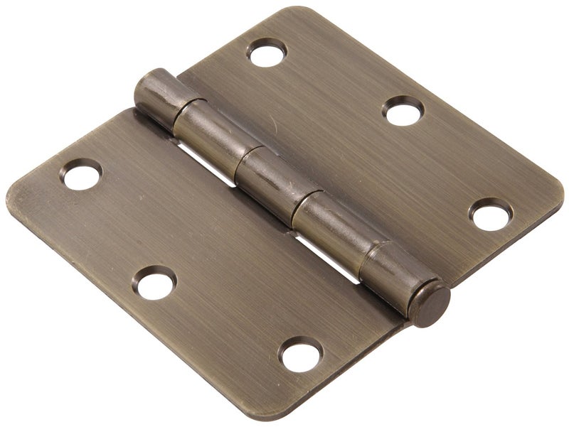 Hillman The Hillman Group 852613 3-1/2" Residential Door Hinge - 1/4" Round Corner - Removable Pin - Full Mortise - Antique Brass 1-Pack - Image 4