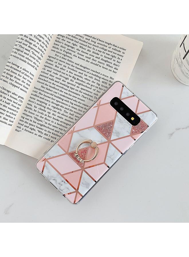 Zaboon Case For Galaxy S10 Plating Colorful Geometric Pattern Mosaic Marble TPU Mobile Phone Case Rhinestone Stand Ring - Image 1