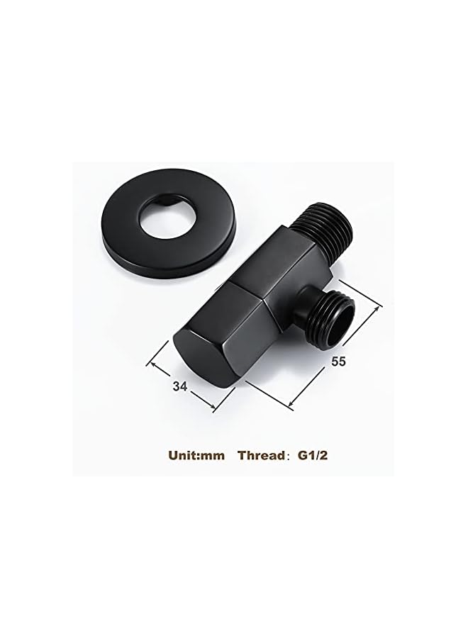 S-TOP Black Angle Stop Valve Brass G1/2" Shut Off Valve Square Water Control Valve Faucet Valve For Bathroom Toilet Bidet Shower Triangle Valve - Image 2