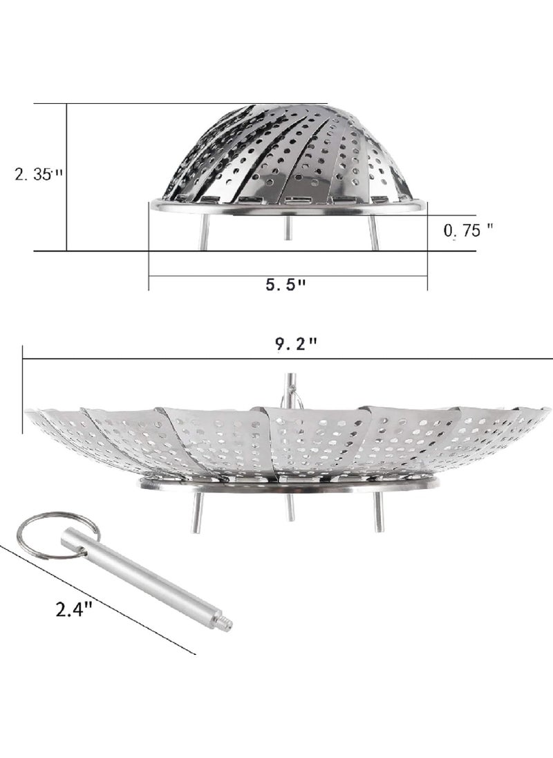 Pamidhar Pamidhar Stainless Steel Vegetable Fruit Steamer Food Drain Bowl Basket Foldable Vegetable Steamer for Cooking to Fit Various Size Pots Silver Pack of 1  - Image 5