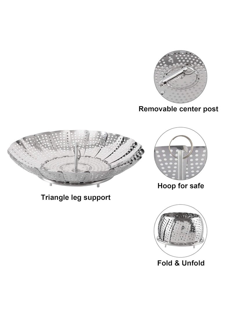 Pamidhar Pamidhar Stainless Steel Vegetable Fruit Steamer Food Drain Bowl Basket Foldable Vegetable Steamer for Cooking to Fit Various Size Pots Silver Pack of 1  - Image 4