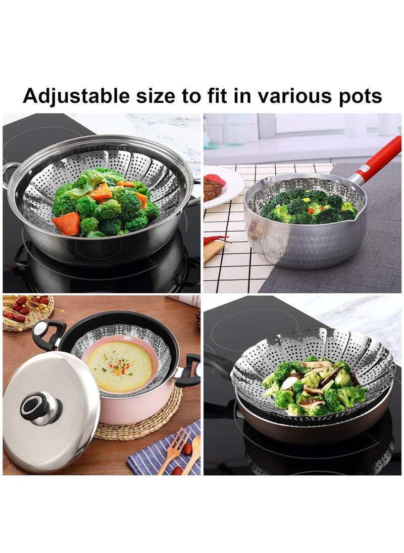 Pamidhar Pamidhar Stainless Steel Vegetable Fruit Steamer Food Drain Bowl Basket Foldable Vegetable Steamer for Cooking to Fit Various Size Pots Silver Pack of 1  - Image 3