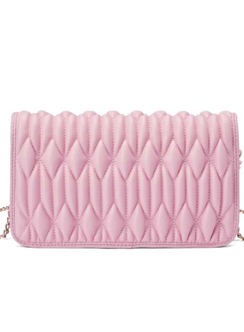UHURA Light Pink Ruched Bag - Genuine Leather Handbag for Women, Trendy Small Purse, Stylish Handbag with Textured and Structured Design, Lightweight Handheld Bag for Daily Use, Premium Leather Craftsmanship for Versatile and Sophisticated Fashion - Image 2