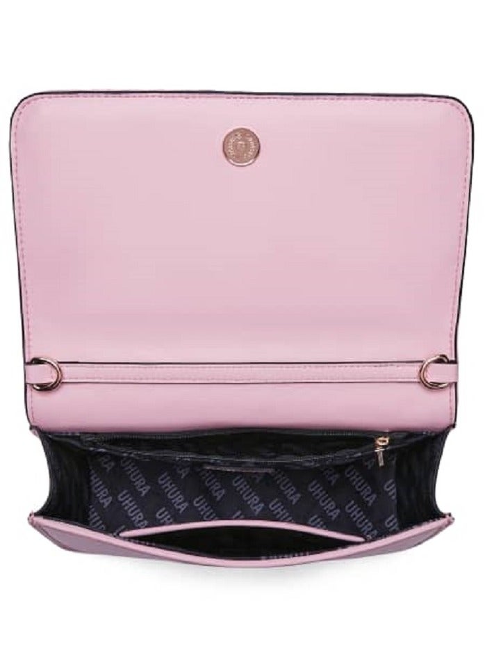 UHURA Light Pink Ruched Bag - Genuine Leather Handbag for Women, Trendy Small Purse, Stylish Handbag with Textured and Structured Design, Lightweight Handheld Bag for Daily Use, Premium Leather Craftsmanship for Versatile and Sophisticated Fashion - Image 4
