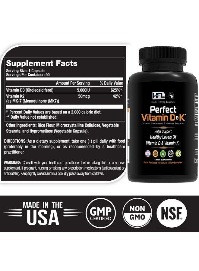 HFL Perfect Vitamin D&K™ By Dr. Sam Robbins ; Vitamin D3 & K2 (Menaq7® Mk 7) ; 3 Month Supply ; 2X Absorbable ; Vegan Plant Based Micro Encapsulated  - Image 3