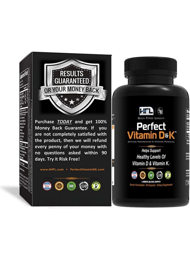 HFL Perfect Vitamin D&K™ By Dr. Sam Robbins ; Vitamin D3 & K2 (Menaq7® Mk 7) ; 3 Month Supply ; 2X Absorbable ; Vegan Plant Based Micro Encapsulated  - Image 2