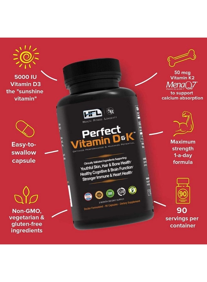 HFL Perfect Vitamin D&K™ By Dr. Sam Robbins ; Vitamin D3 & K2 (Menaq7® Mk 7) ; 3 Month Supply ; 2X Absorbable ; Vegan Plant Based Micro Encapsulated  - Image 4