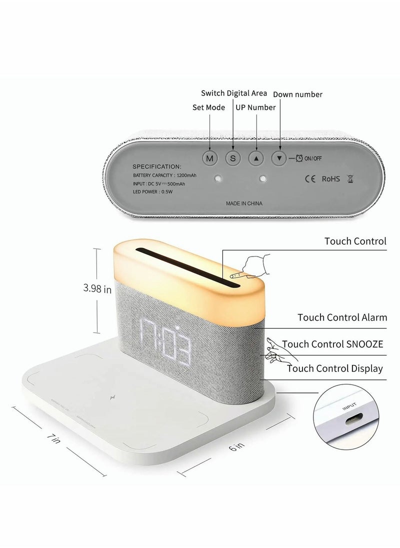 Digital Alarm Clock with LED Night Light Wireless Charging 15W Max Touch Bedside Lamp with 5-100% Adjustable Brightness,12/24Hr,Snooze,QI Wireless Charger,Bedroom - Image 3