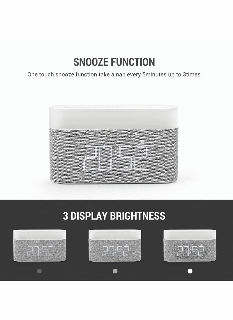 Digital Alarm Clock with LED Night Light Wireless Charging 15W Max Touch Bedside Lamp with 5-100% Adjustable Brightness,12/24Hr,Snooze,QI Wireless Charger,Bedroom - Image 4