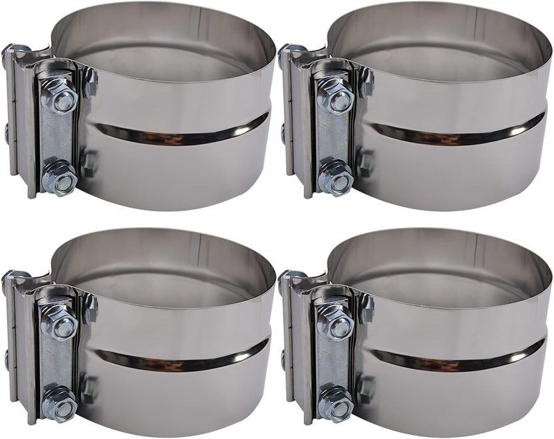 ROADFORMER 3.5 inch Exhaust Clamps Stainless Steel for 3.5" Exhaust Pipe Muffler Band Clamp and Exhaust System Reoair Maintainance - 4 Pieces - Image 1