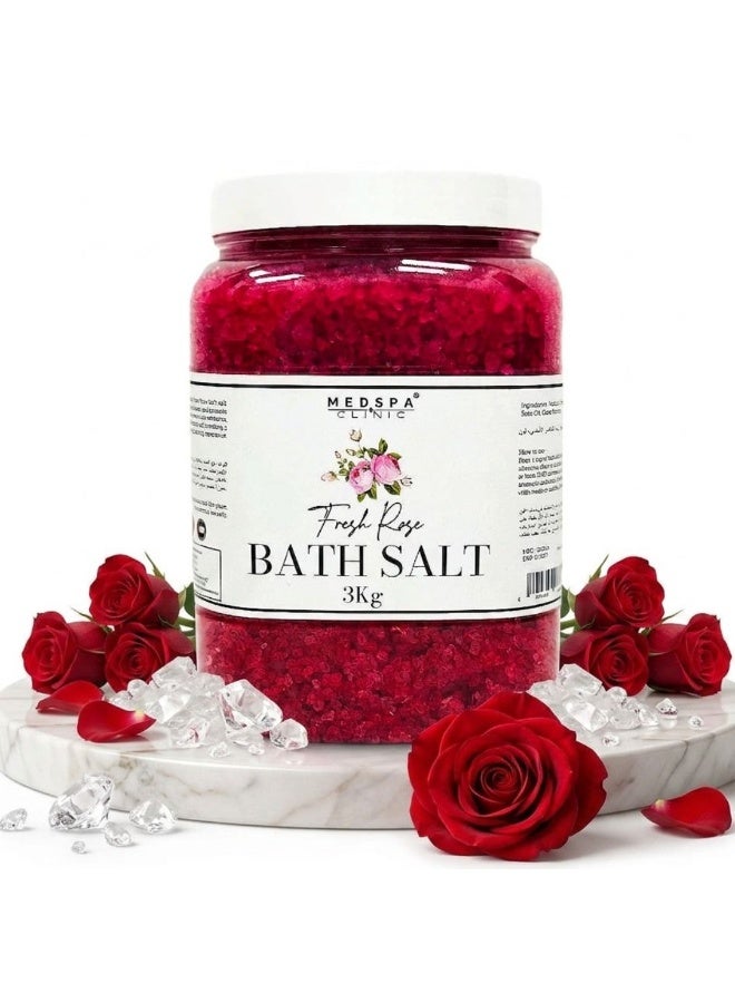 MEDSPACLINIC Fresh Rose Bath Salt 3kg for Body and Foot Spa, Calming, Relaxing,Aromatherapy - Image 1