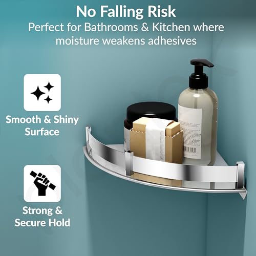 Plantex Stainless Steel Corner Shelf for Bathroom Wall/Bathroom Corner Shelves/Bathroom Shelf Rack/Side Corner Shelf/Kitchen Organizer/Bathroom Corner Rack- (9x9 inches, Chrome) - Image 5