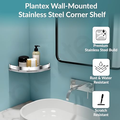 Plantex Stainless Steel Corner Shelf for Bathroom Wall/Bathroom Corner Shelves/Bathroom Shelf Rack/Side Corner Shelf/Kitchen Organizer/Bathroom Corner Rack- (9x9 inches, Chrome) - Image 2