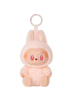 Arabest Labubu keychain, labubu monsters doll (have a seat), plush doll pendant,adorable collectible, modern home decorative accessories for bags, backpacks and keys (pink dada)  - Image 1
