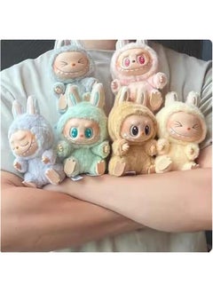 Arabest Labubu keychain, labubu monsters doll (have a seat), plush doll pendant,adorable collectible, modern home decorative accessories for bags, backpacks and keys (pink dada)  - Image 5