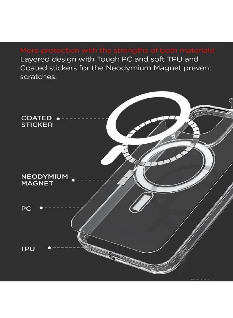 غطاء جراب iPhone 14 Pro متوافق مع MagSafe مع واقي شاشة من الزجاج المقوى وواقي عدسة الكاميرا شفاف - Image 2