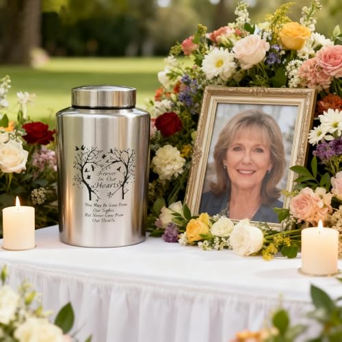 Mianachilu 220 lbs Large Urns for Adult Male Female Ashes, Decorative Funeral Cremation Keepsake Memorial Urn for Human Women Man Mom Dad Ashes(Tree of Love) - Image 2