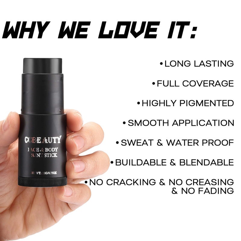 CCbeauty Brown Face Paint Stick,Face Painting Kit,Professional Oil Based Body Paint,Non Toxic SFX Makeup For Deer Elk Bear Halloween Costume Cosplay,Full Coverage Painting Foundation + Makeup Sponge - Image 5