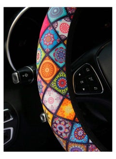 Generic Car Decoration – 3-Piece Car Accessories Set with a Beautiful Bohemian Print, Including 1 Steering Wheel Cover, 1 Handbrake Cover, and 1 Gear Shift Cover for Interior Protection & Styling  - Image 3