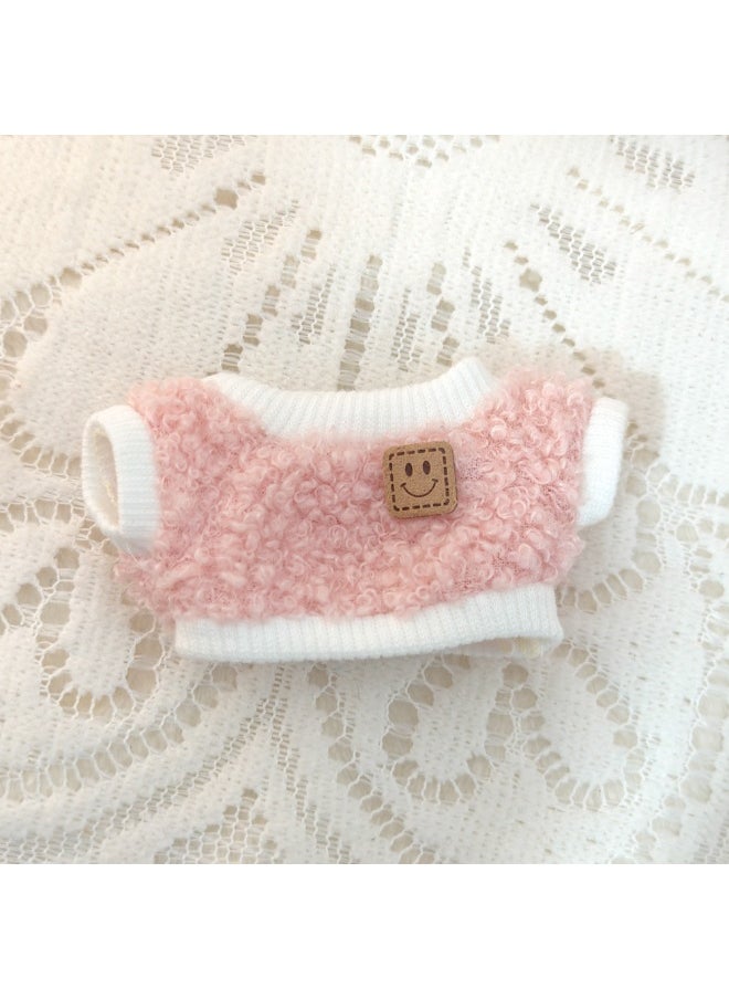 Generic 15cm and 17cm Labubu doll fashion style suit doll clothes Labubu clothes (three-piece set) - Clothing + light pink heart velvet hat + pink tilted small camera (doll not included)  - Image 5