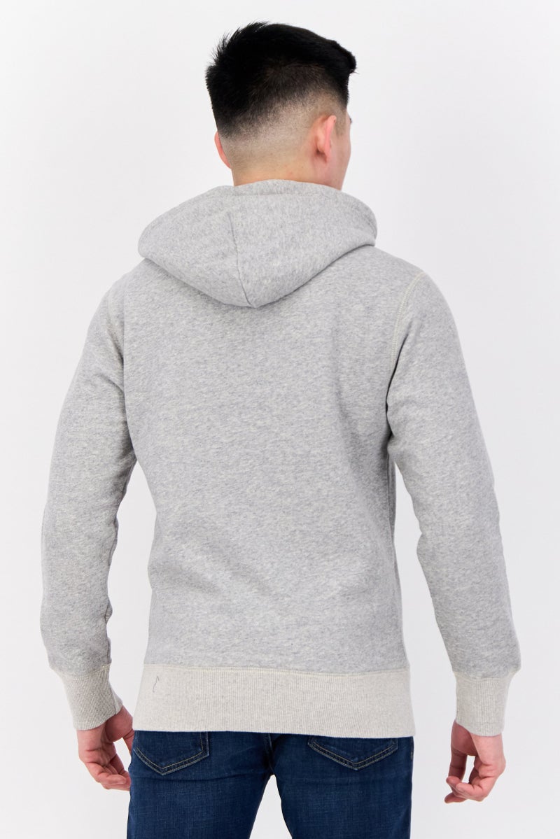 American Eagle Men Brand Logo Long Sleeve Hoodie, Grey - Image 3