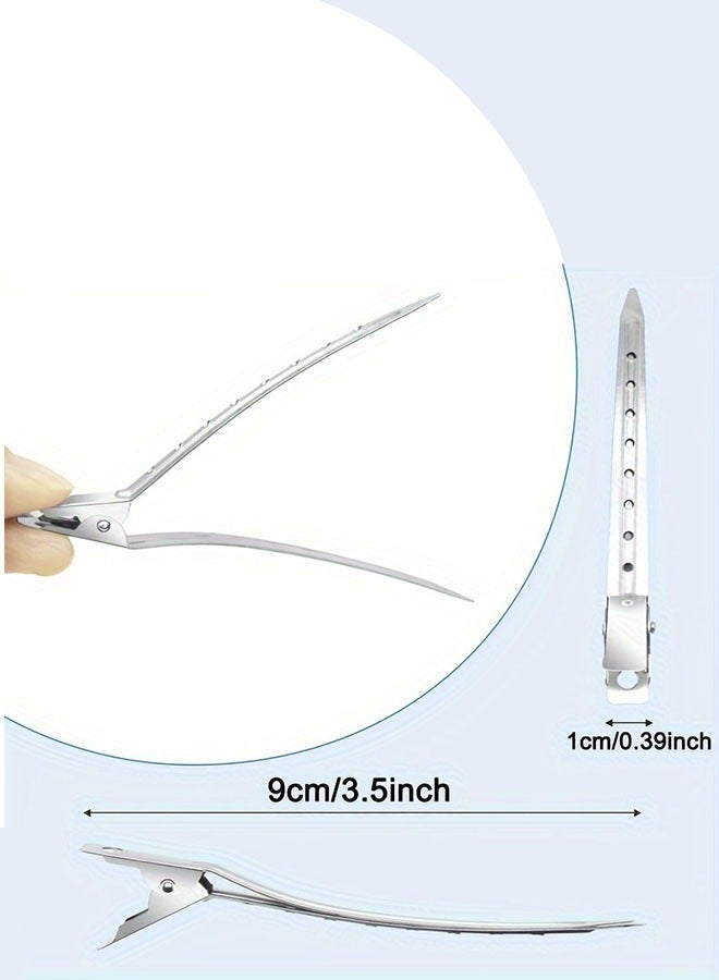 مشابك شعر معدنيه 20 قطعة مشابك شعر بطة فضية 3.5 بوصة | دبابيس شعر مقاومة للانزلاق للنساء/البنات | إكسسوارات شعر متعددة الاستخدام للمناسبات اليومية/الحفلات/الأعراس (فضي),ربطات شعر , هدايا，منظمات ربطات شعر - Image 2