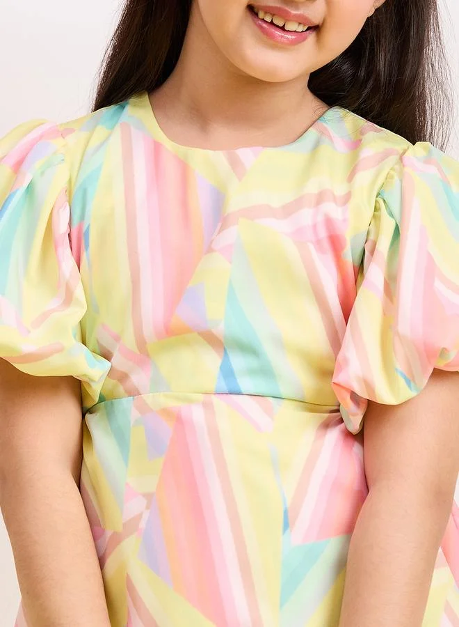 Stylo Bug Stylo Bug All Over Print Dress with Cut-Out Waist Detail